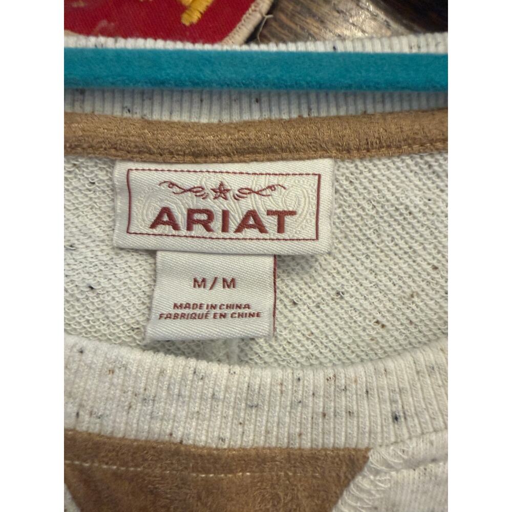 Women’s Ariat Speckled Cream and Tan Pullover Crew Neck Size‎ M - Picture 3 of 5